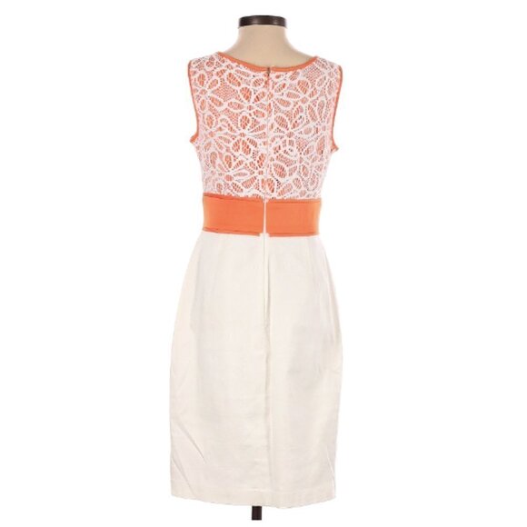 London Times Orange & White Lace Sheath Dress Size 4 - Picture 6 of 6